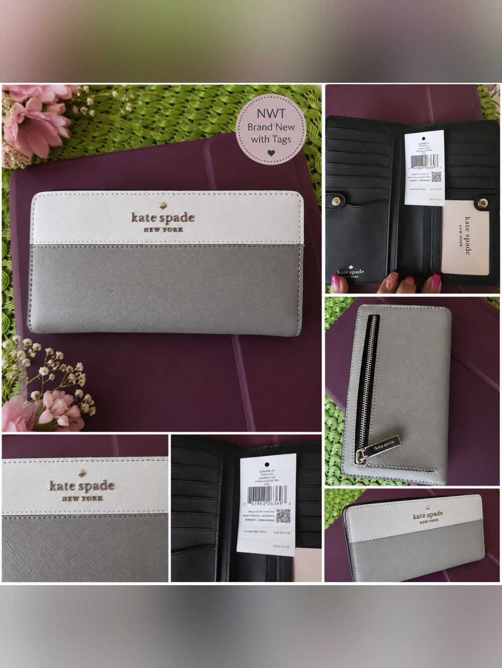 ♠️✨️NWT Kate Spade New York Staci Large Slim Bifold Wallet – Nimbus Gray